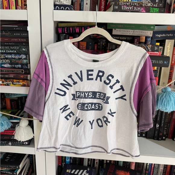 wild fable Tops - Wild Fable Raglan Crop Tee White and Purple